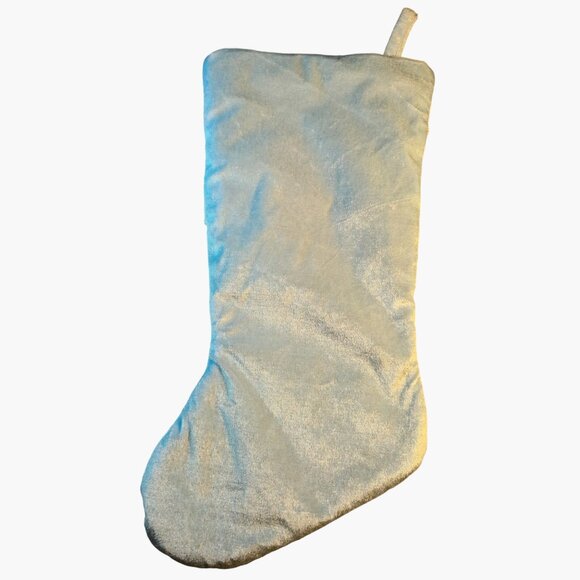 Blue velvet Christmas Stocking Beaded Silver Snowflakes - Picture 2 of 7